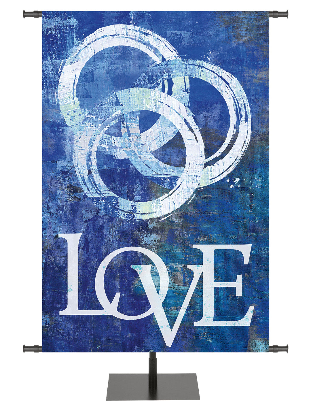 Brush Strokes of Faith Trinity and Love Overstock Clearance Banner 3 ft x 5 ft Blue