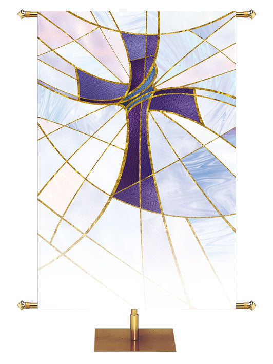 Custom Church Banner Background Luminescent Easter with Cross Symbol in the look of stained glass