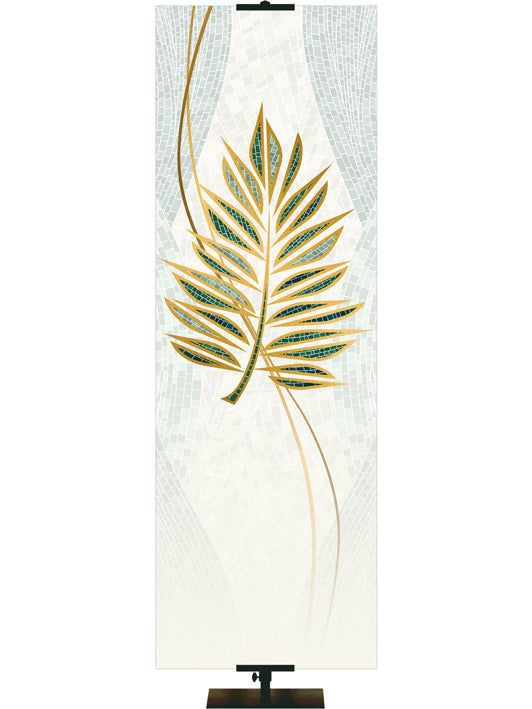 Custom Church Banner Background with Palm Symbol in the look of classic Christian Mosaic Art