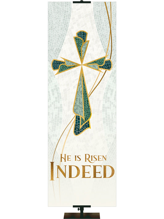 Custom Church Banner Background with Cross Symbol in the look of classic Christian Mosaic Art