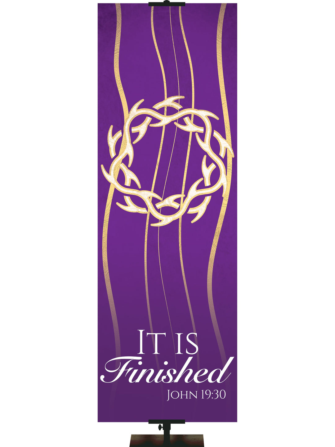 Experiencing God Symbols and Phrases Crown of Thorns, It Is Finished Overstock Clearance Banner 2 ft x 6 ft Purple