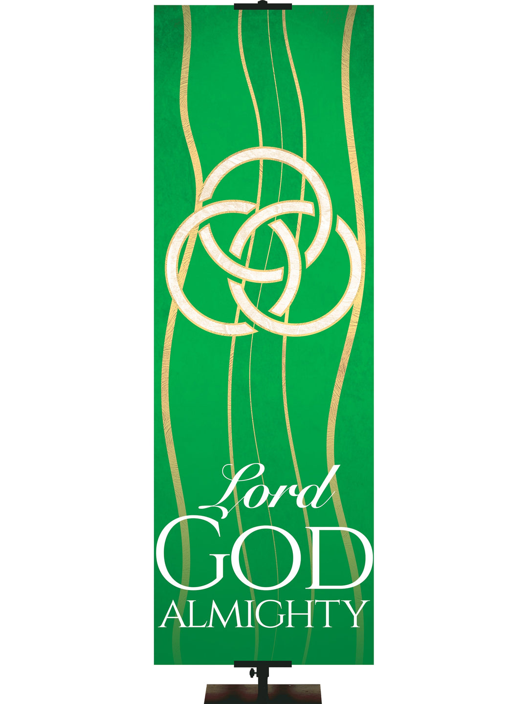 Experiencing God Symbols and Phrases Trinity, Lord God Almighty Overstock Clearance Banner 18 in x 5 ft Green