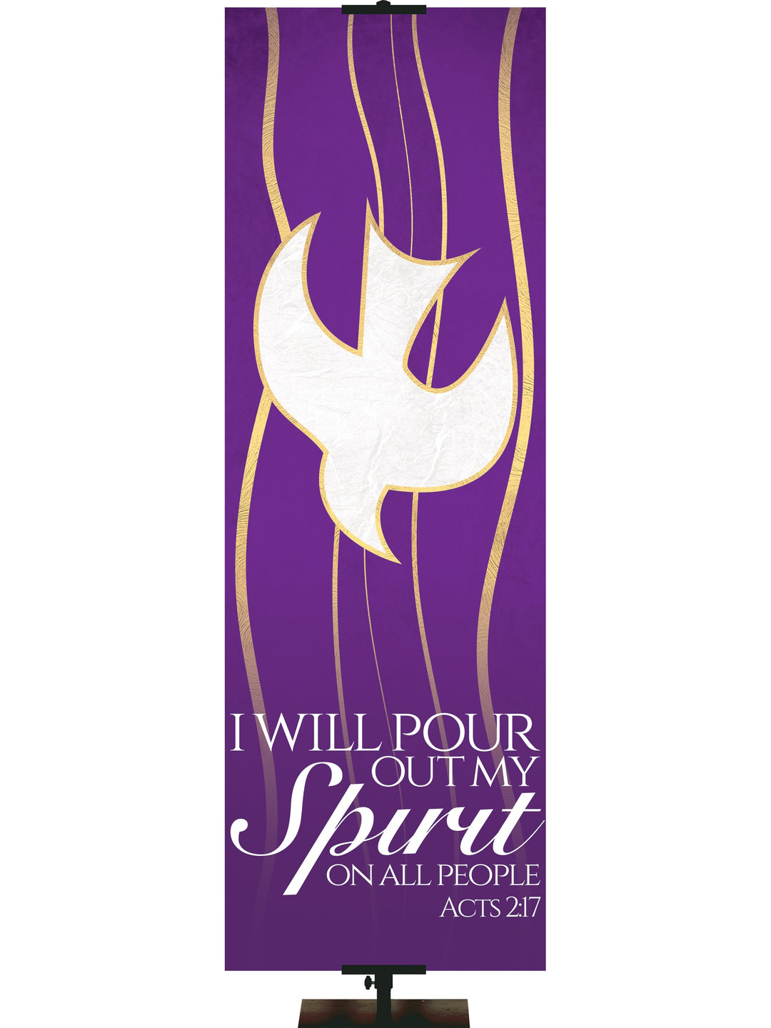 Experiencing God Symbols and Phrases Dove, Pour Out My Spirit Overstock Clearance Banner 2 ft x 6 ft Purple