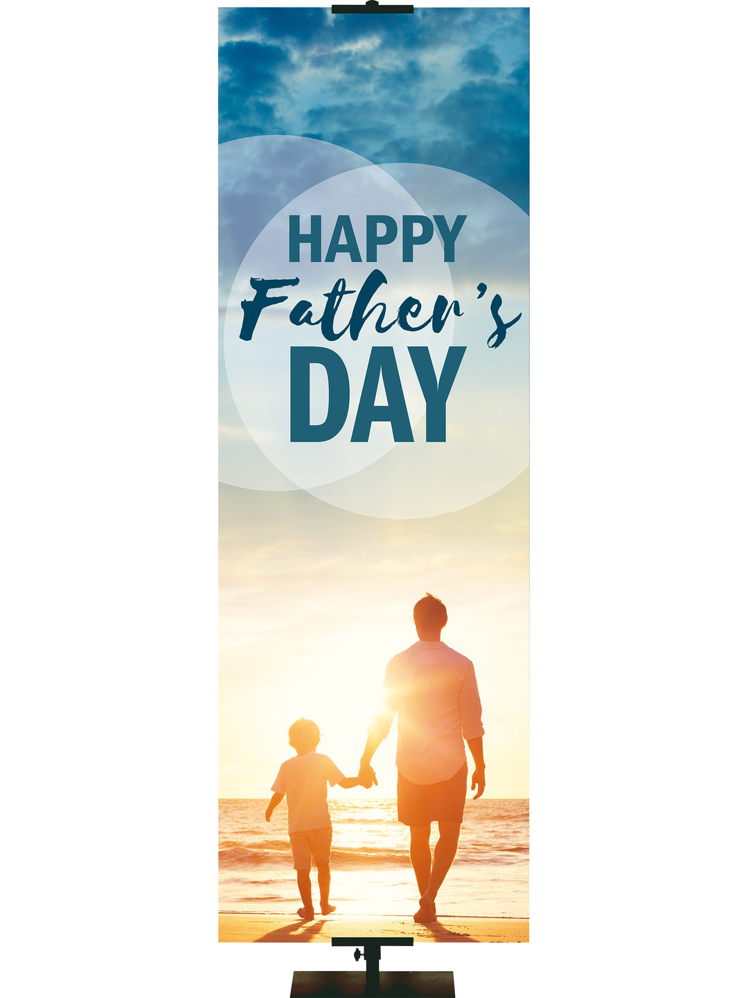 Happy Father's Day Father and Child on Beach Overstock Clearance Banner 18 in x 5 ft