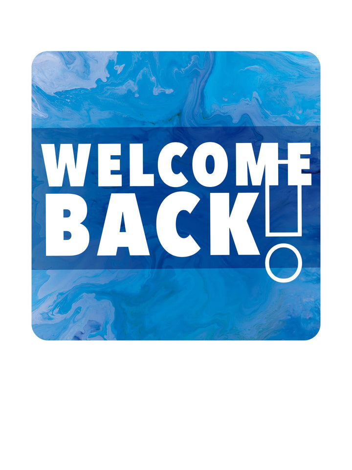 Gospel Impressions Design Welcome Back Hand Held Signs - Set of 4 - in Blue, Purple, Red, Teal