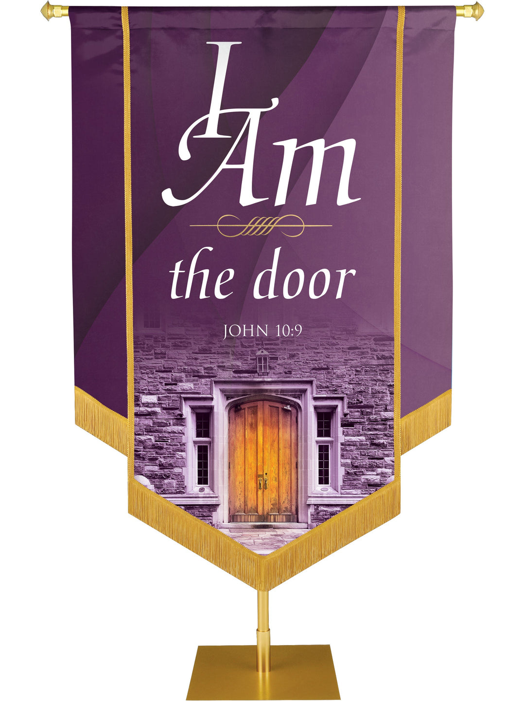 I Am the Door Embellished Banner Overstock Clearance Banner 4 ft x 6 ft Amethyst