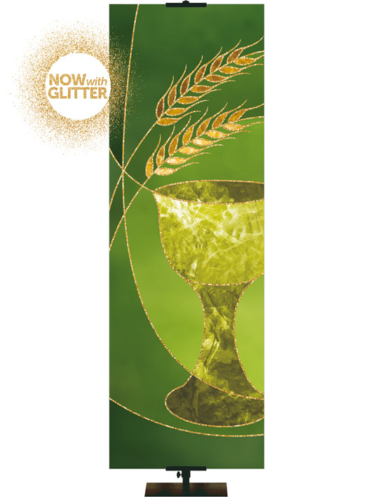 Communion with Glitter Accents on Green Colors of the Liturgy Church Banner