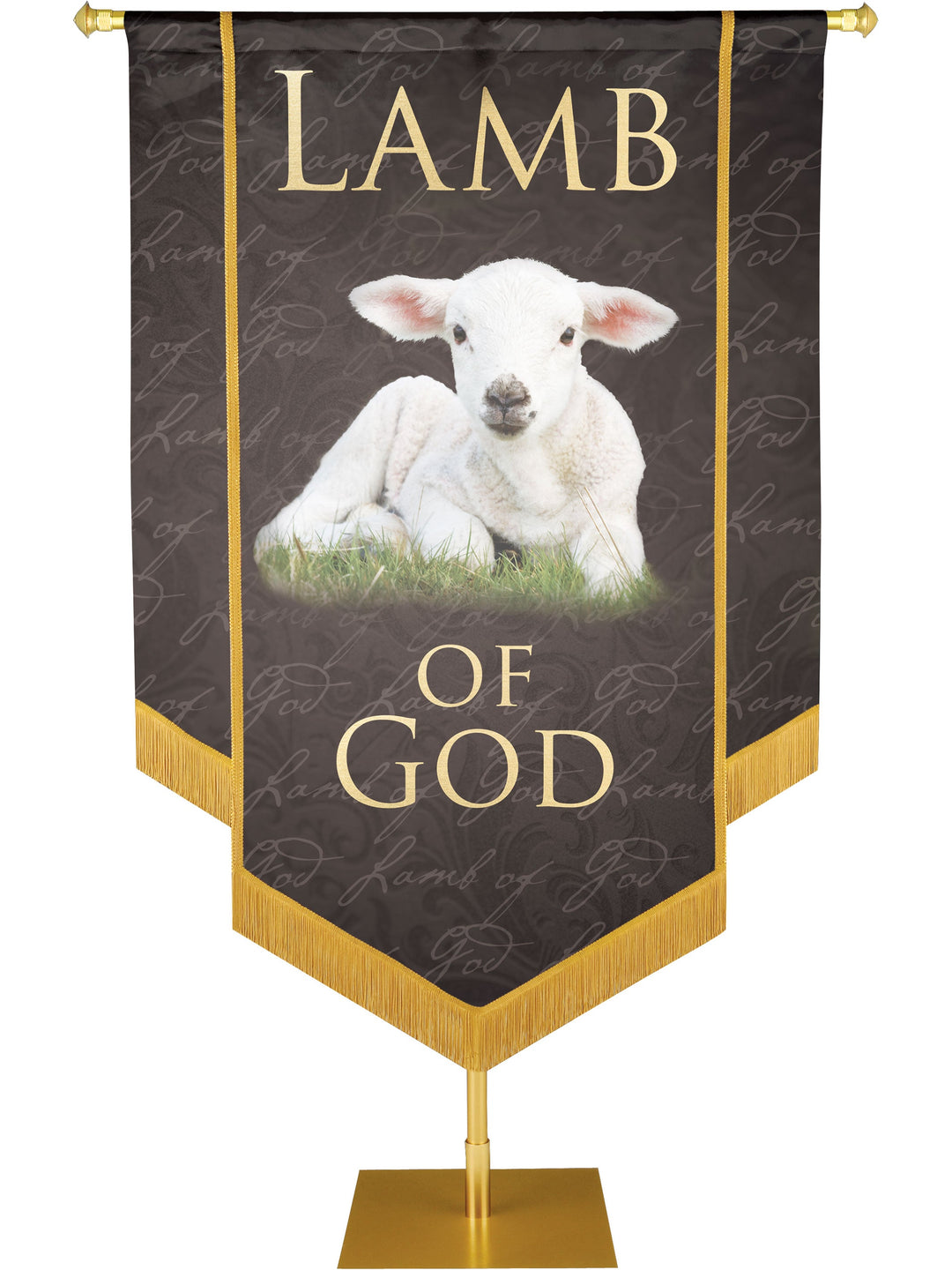 Names of Christ Lamb of God Embellished Banner Overstock Clearance Banner 2 ft x 3 ft Black