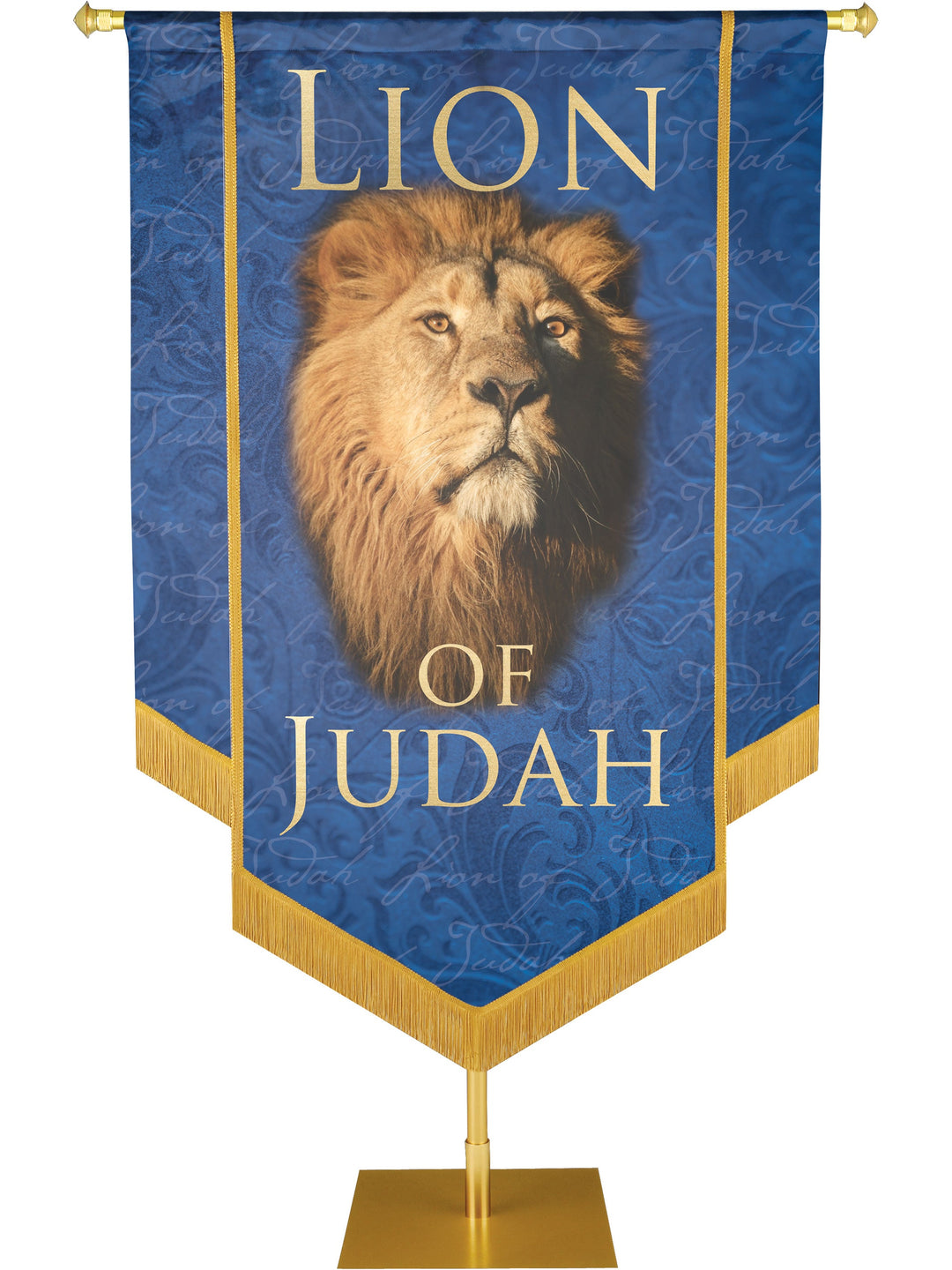 Names of Christ Lion of Judah Embellished Banner Overstock Clearance Banner 2 ft x 3 ft Blue