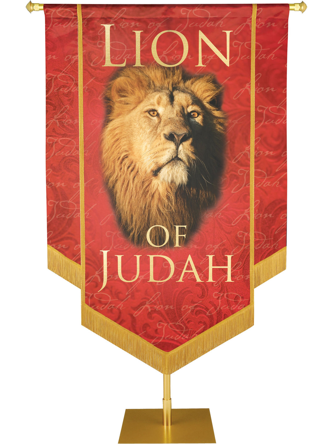 Names of Christ Lion of Judah Embellished Banner Overstock Clearance Banner 2 ft x 3 ft Red