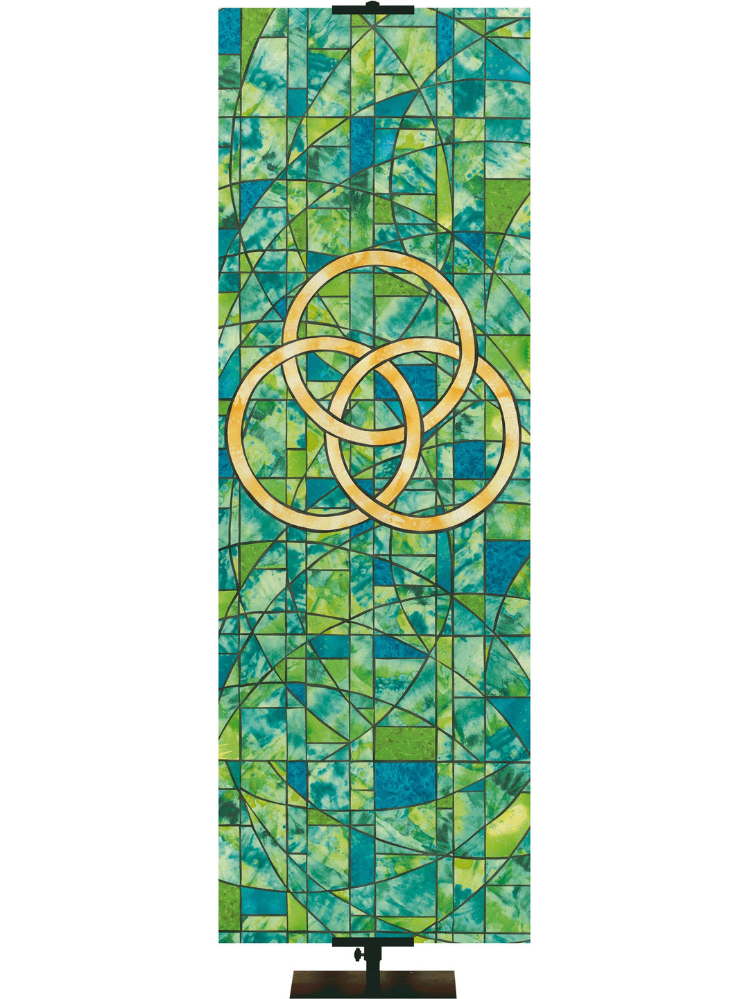 Stained Glass Symbols of Faith Trinity Overstock Clearance Banner 18x5