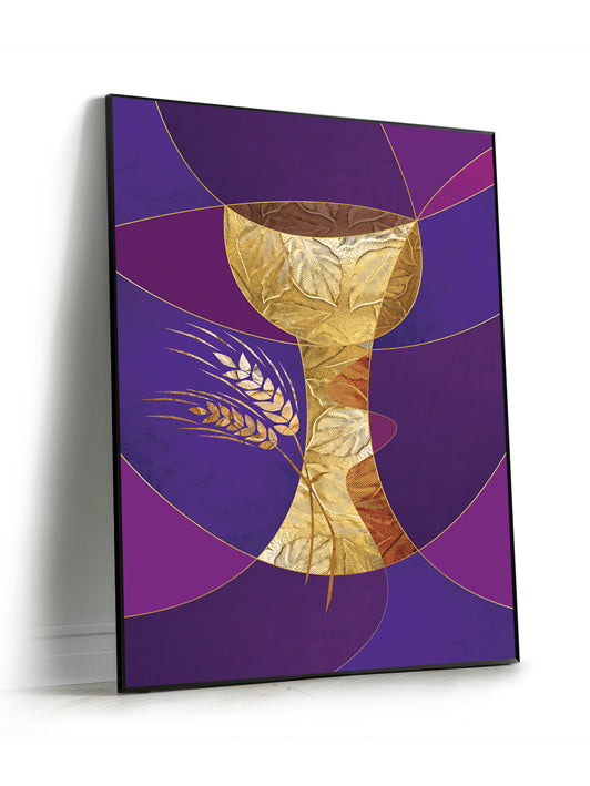 Angled View of Framed Wall Art SEG Symbols of Worship Communion