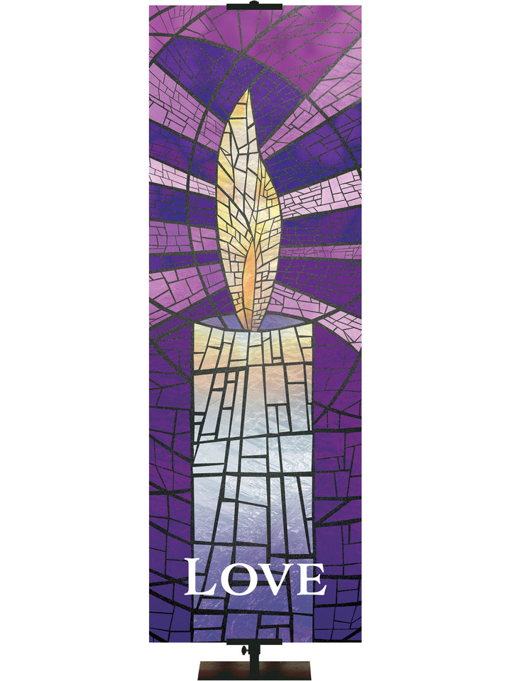 Stained Glass Advent Candle Love - Advent Banners - PraiseBanners