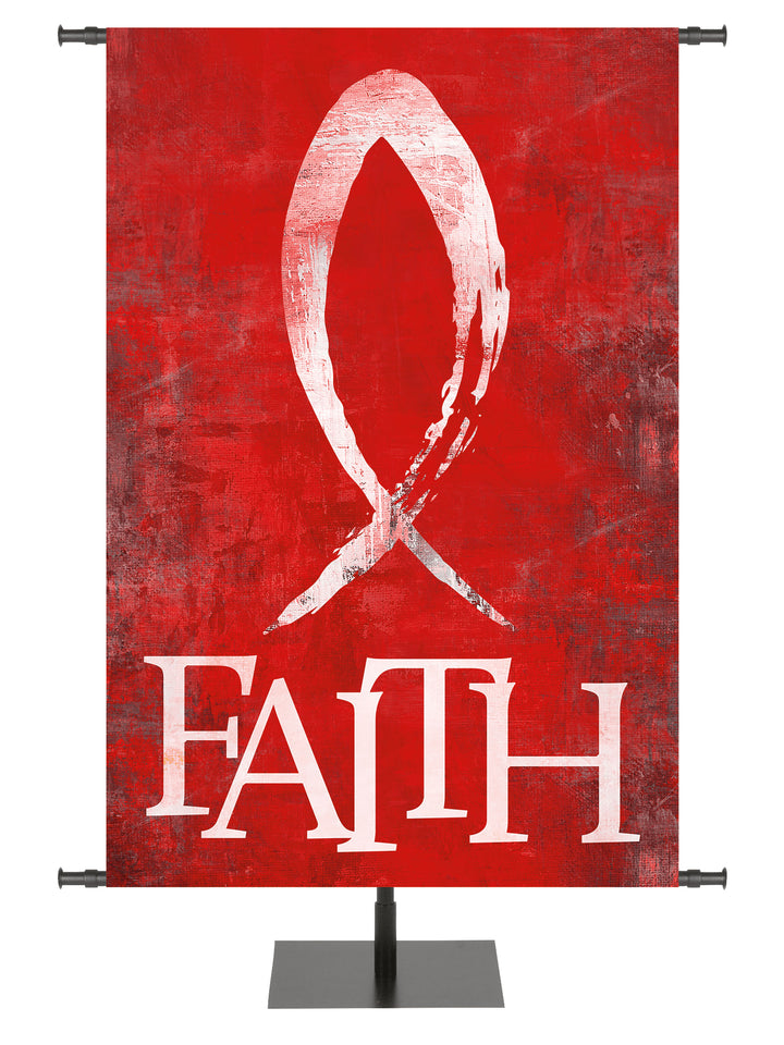 Brush Strokes of Faith Fish and Faith - Year Round Banners - PraiseBanners