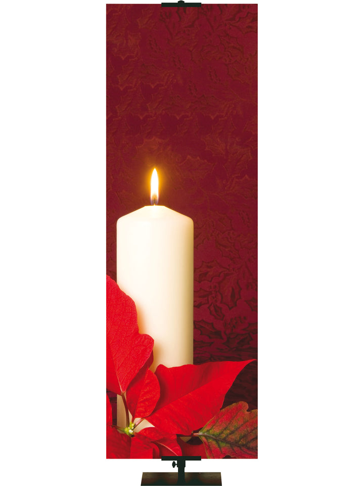 Custom Candle & Poinsettia (Left) - Custom Christmas Banners - PraiseBanners