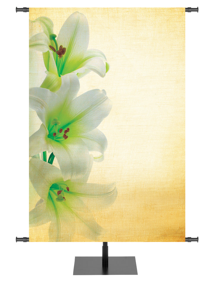 Custom Linen Three Lilies - Custom Easter Banners - PraiseBanners