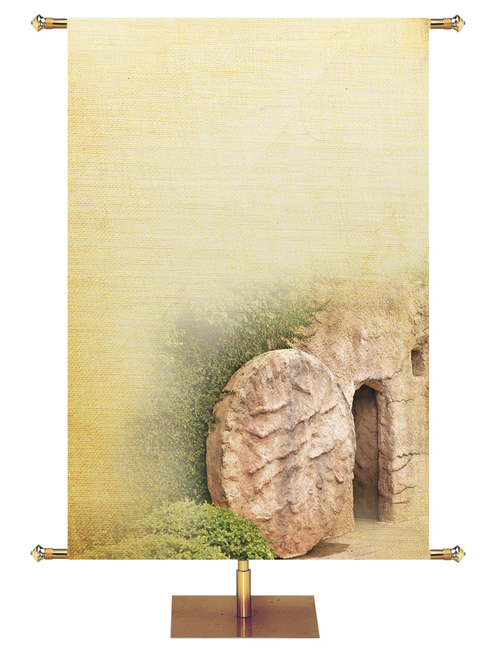 Custom Rustic Easter Banner Empty Tomb - Custom Easter Banners - PraiseBanners