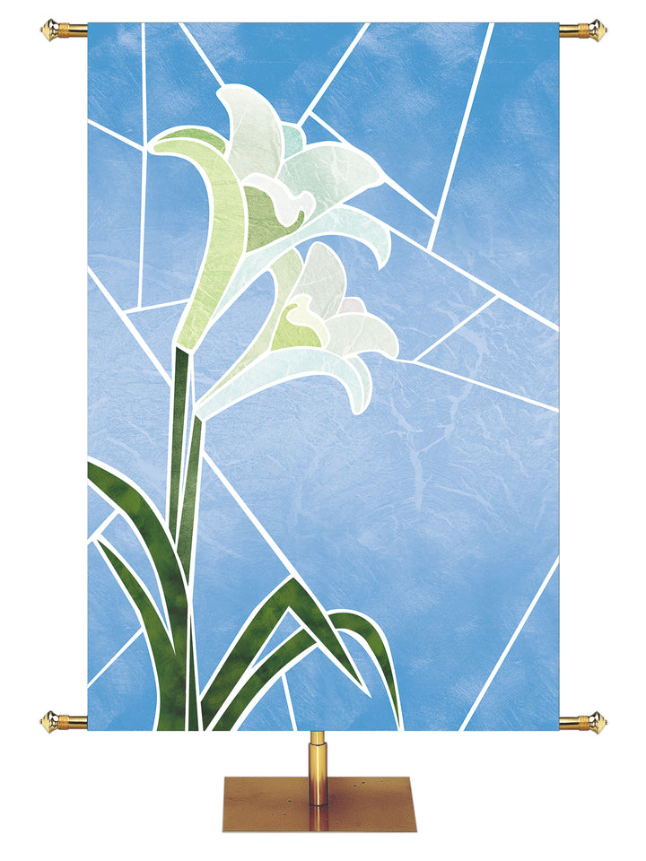 Custom Eternal Emblems of Easter Banner Lily Left - Custom Easter Banners - PraiseBanners