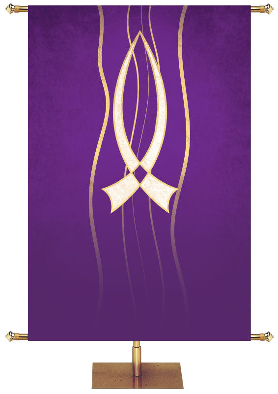 Custom Banner Experiencing God Symbols Fish - Custom Liturgical Banners - PraiseBanners