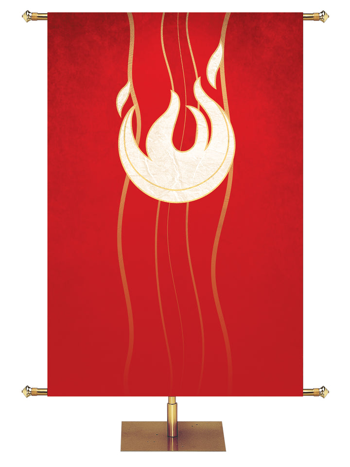 Custom Experiencing God Symbol Flame Banner in Blue, Green, Red, Purple and White