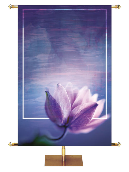 Custom Banner Background Pink Cyclamen Flowers on Purple