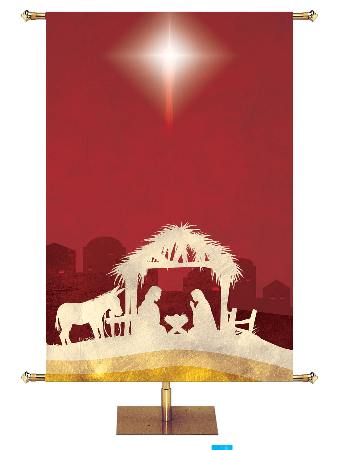 Custom Red Nativity Silhouette Manger - Custom Christmas Banners - PraiseBanners