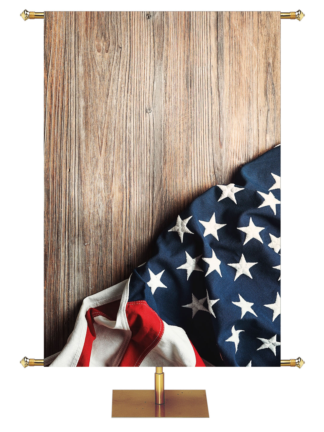 Patriotic Custom Banner Flag on Barn Wood Right - Custom Patriotic Banners - PraiseBanners