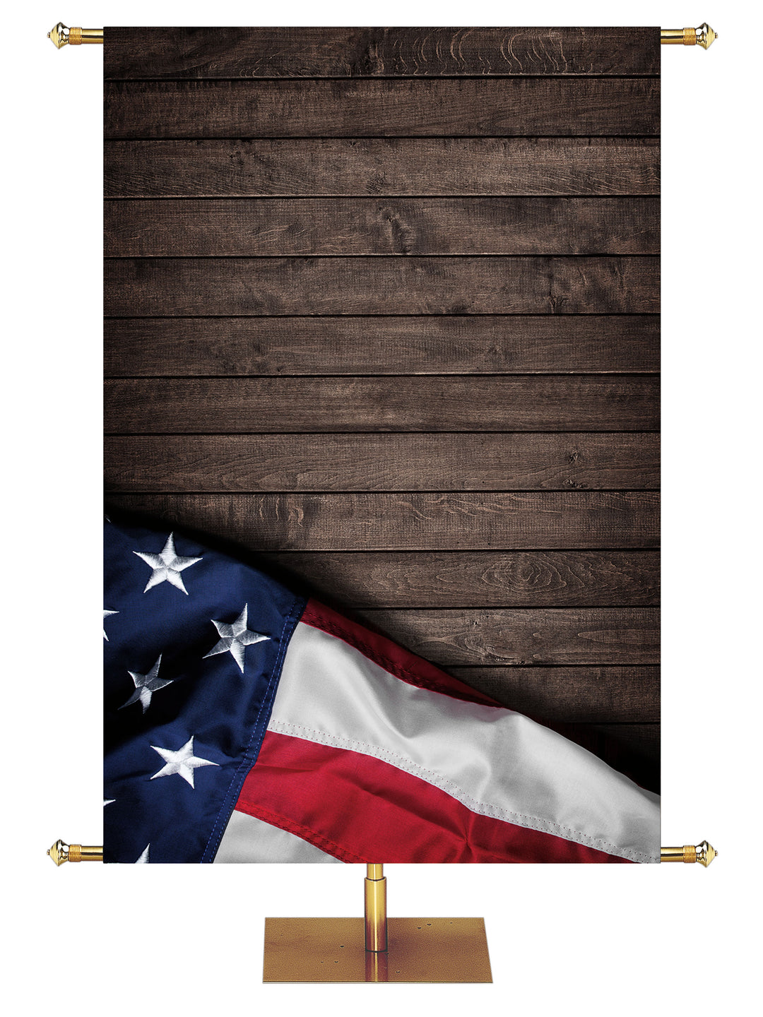 Custom Patriotic Banner Flag on Wood Planks Left - Custom Patriotic Banners - PraiseBanners