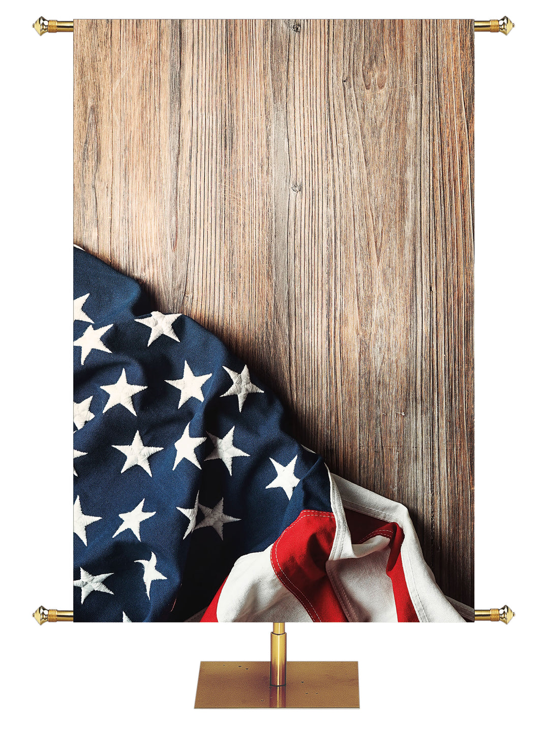 Patriotic Custom Banner Flag on Barn Wood Left - Custom Patriotic Banners - PraiseBanners