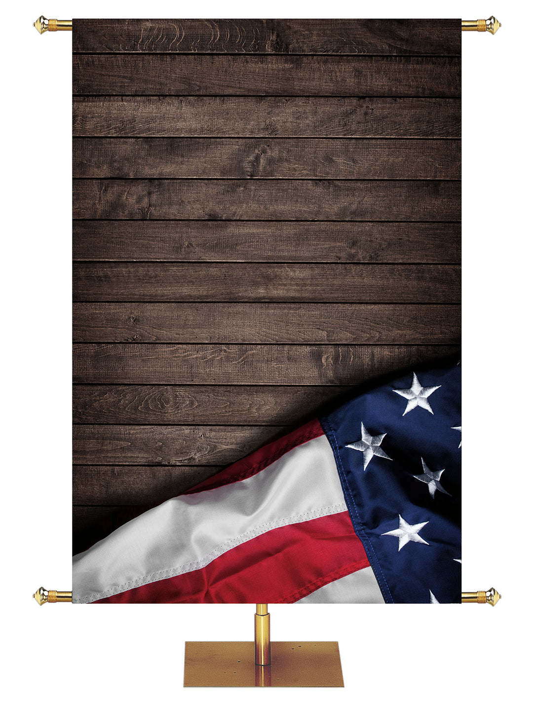 Custom Patriotic Banner Flag on Wood Planks Right - Custom Patriotic Banners - PraiseBanners