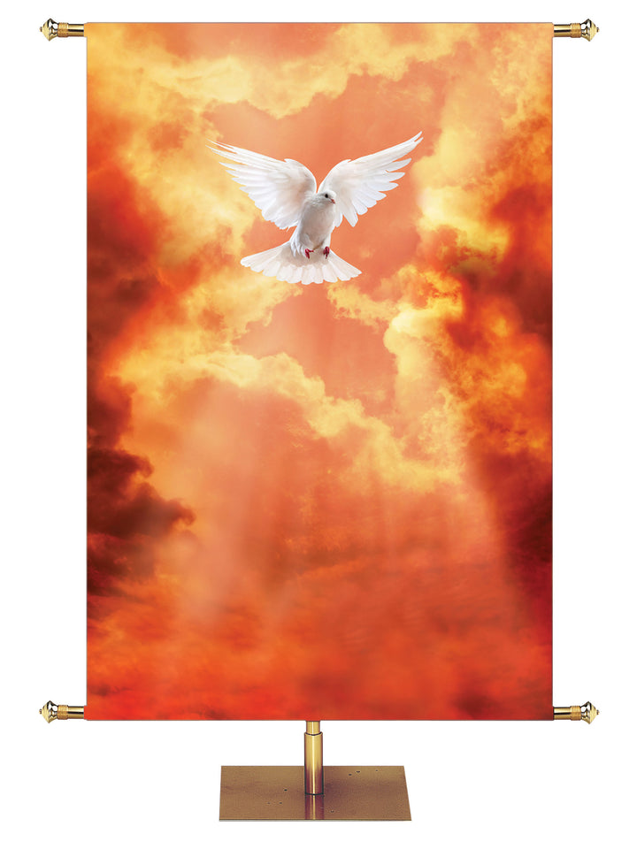 Pentecost Custom Banner Dove on Red Clouds - Custom Pentecost Banners - PraiseBanners