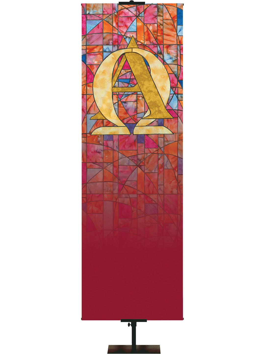 Stained Glass Alpha & Omega Custom Banner - Custom Liturgical Banners - PraiseBanners