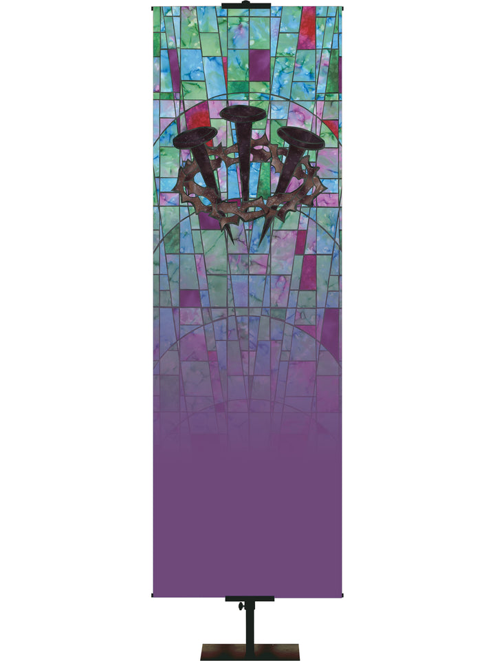 Stained Glass Crown of Thorns Custom Banner - Custom Liturgical Banners - PraiseBanners