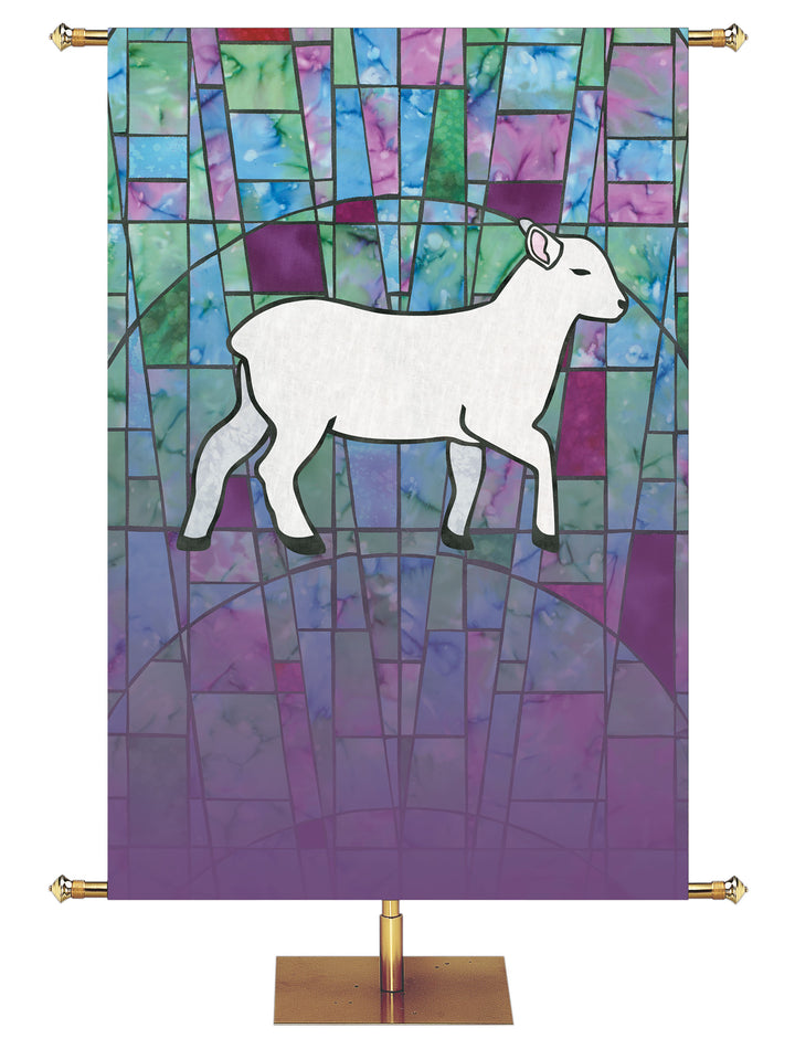 Stained Glass Lamb Custom Banner - Custom Liturgical Banners - PraiseBanners