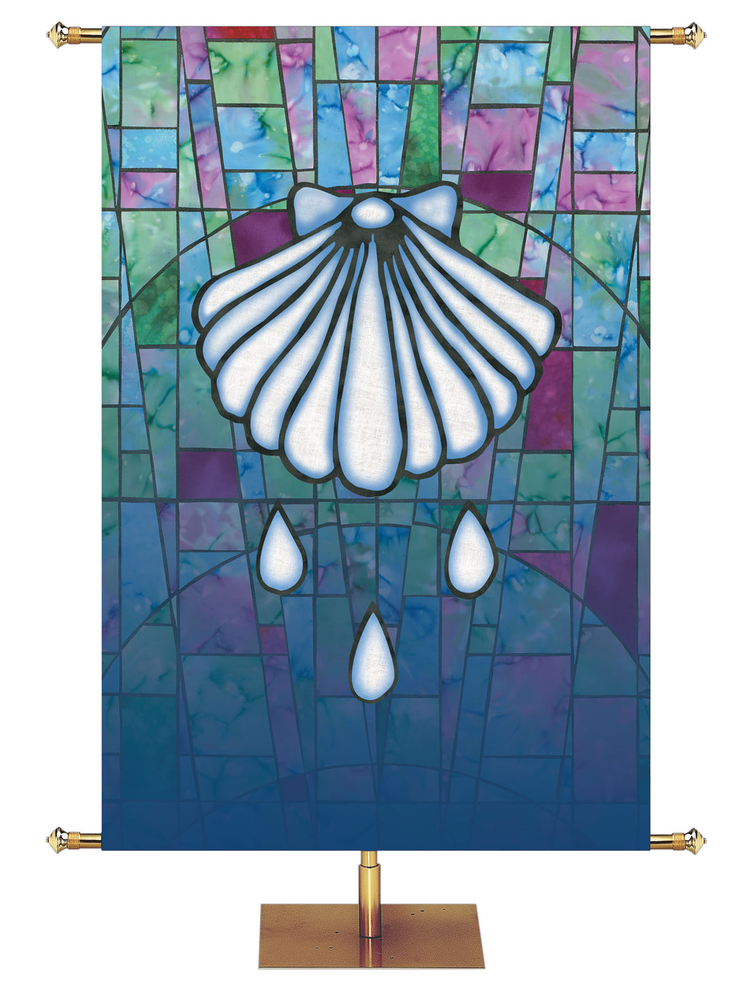 Stained Glass Shell Custom Banner - Custom Liturgical Banners - PraiseBanners