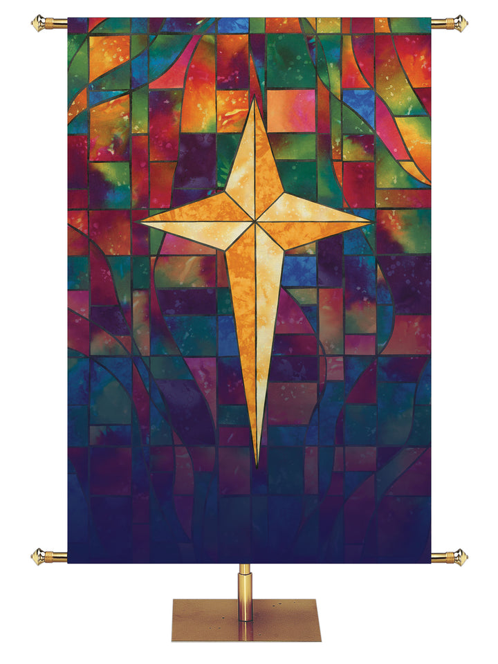 Stained Glass Star Custom Banner - Custom Liturgical Banners - PraiseBanners