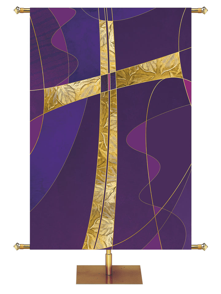 Symbols of Worship Custom Banner Cross in Blue, Green, Purple and Red