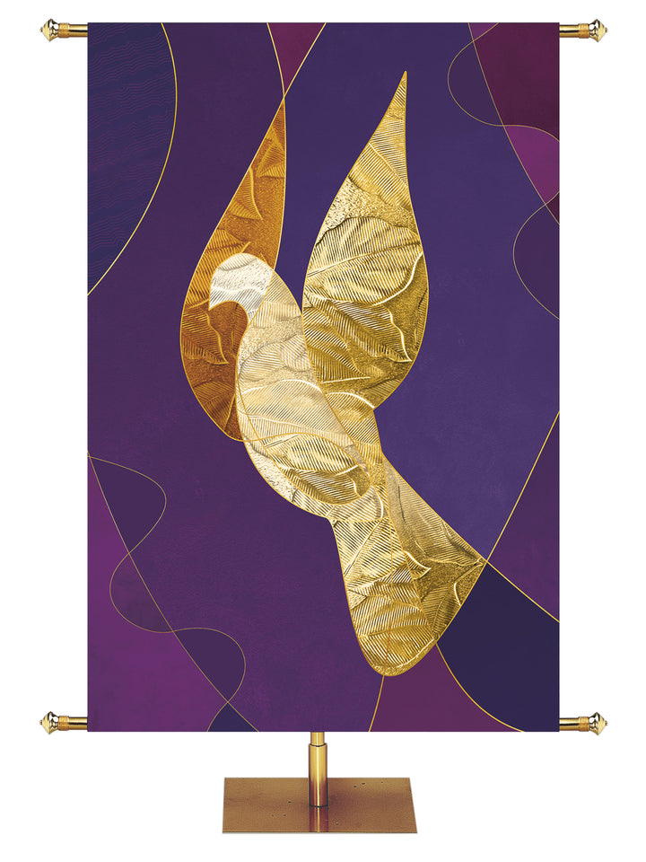 Symbols of Worship Custom Banner Dove in Blue, Green, Purple and Red