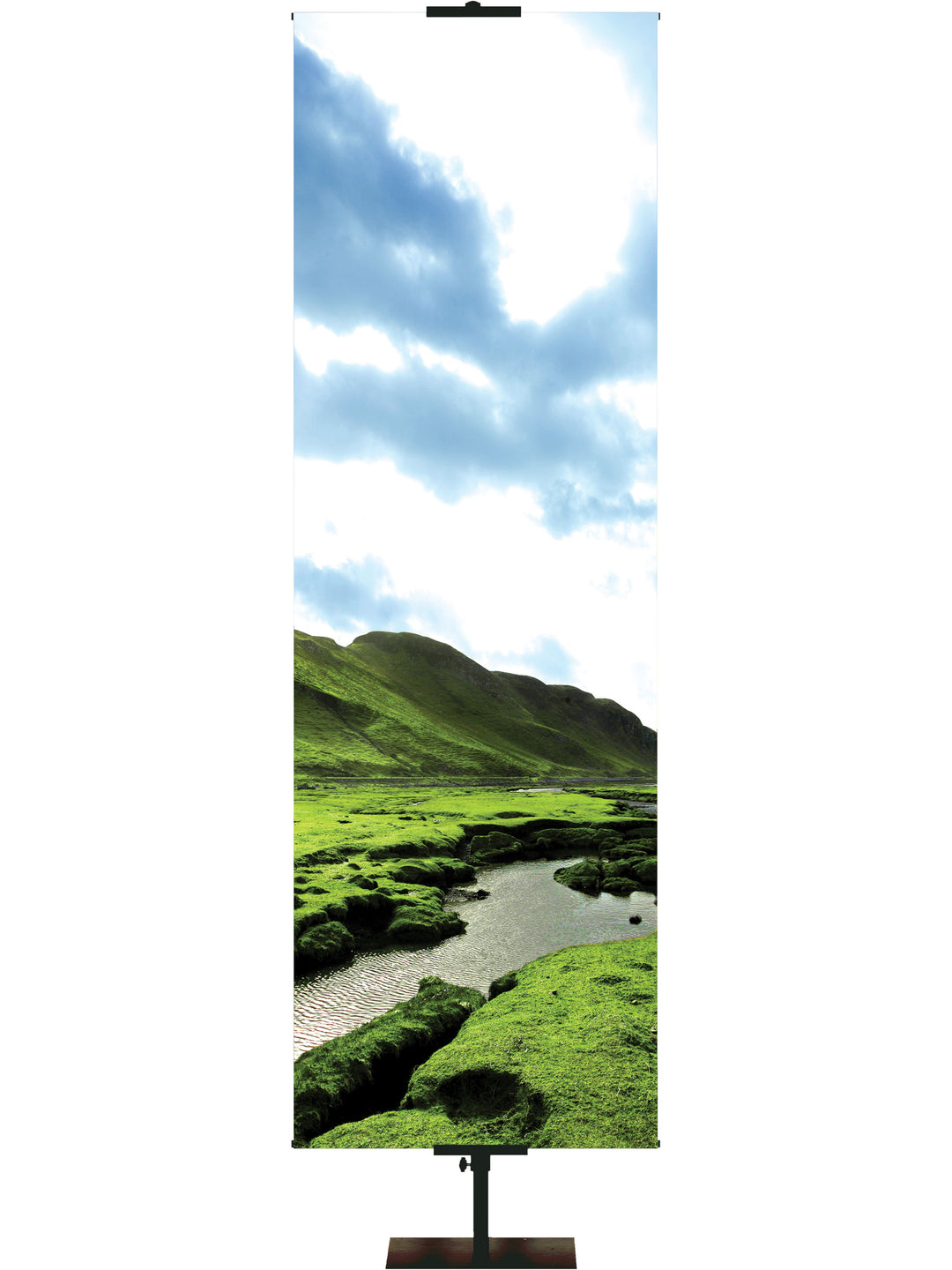 Custom Green Hills and River Banner Words of Hope - Custom Year Round Banners - PraiseBanners