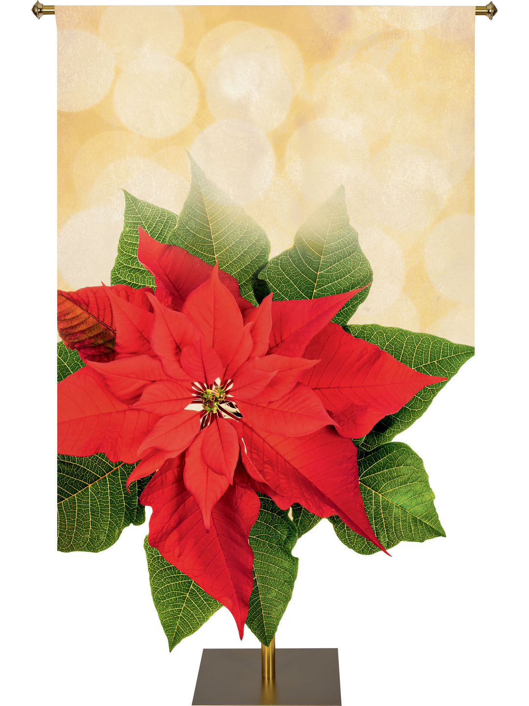 Contours of Christmas Custom Banner Poinsettia Left - Custom Christmas Banners - PraiseBanners