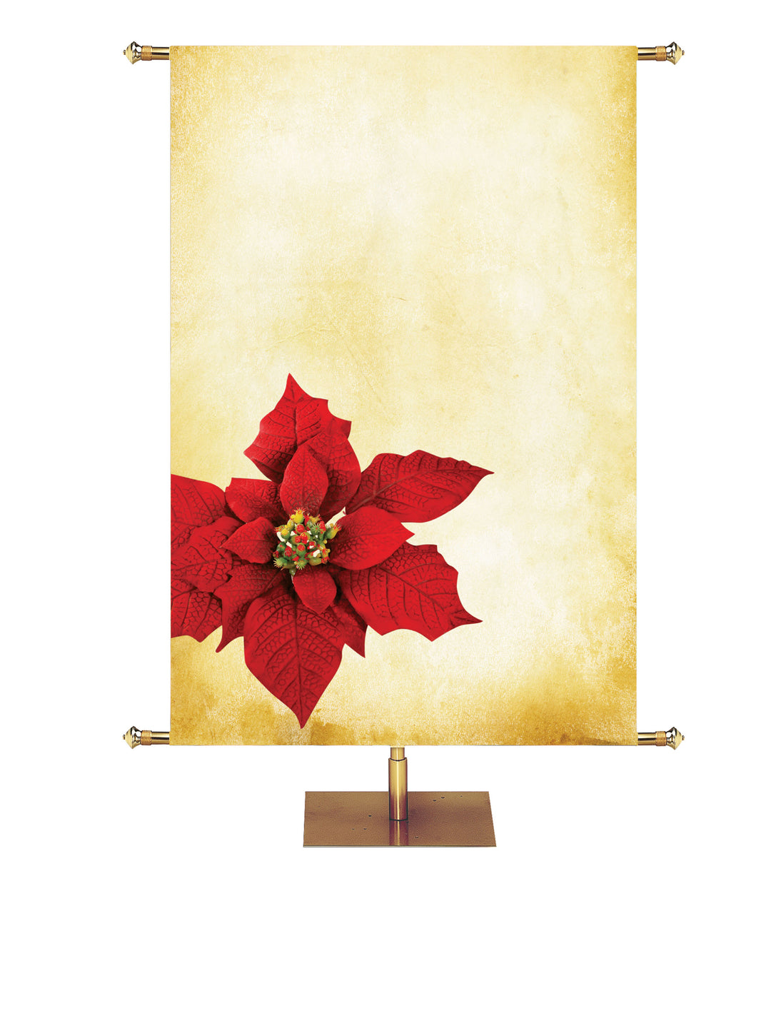 Poinsettia on Yellow Custom Banner - Custom Christmas Banners - PraiseBanners