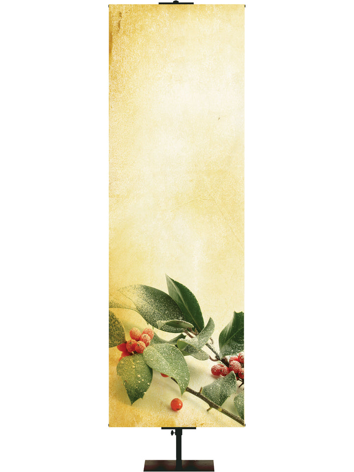 Holly on Yellow Custom Banner - Custom Christmas Banners - PraiseBanners