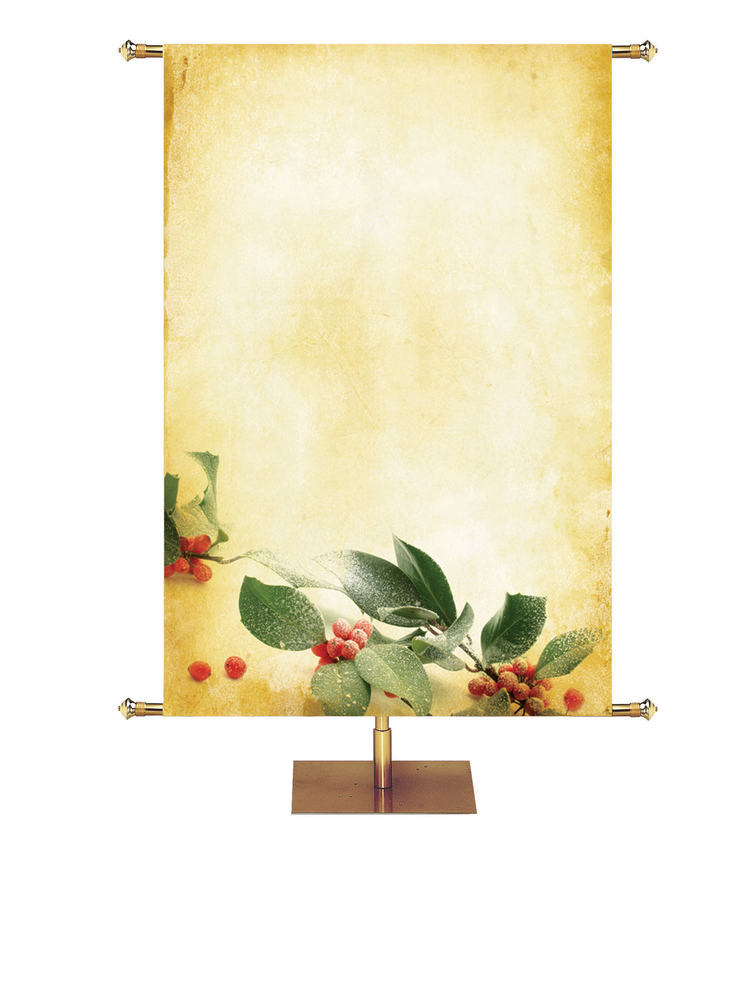 Holly on Yellow Custom Banner - Custom Christmas Banners - PraiseBanners