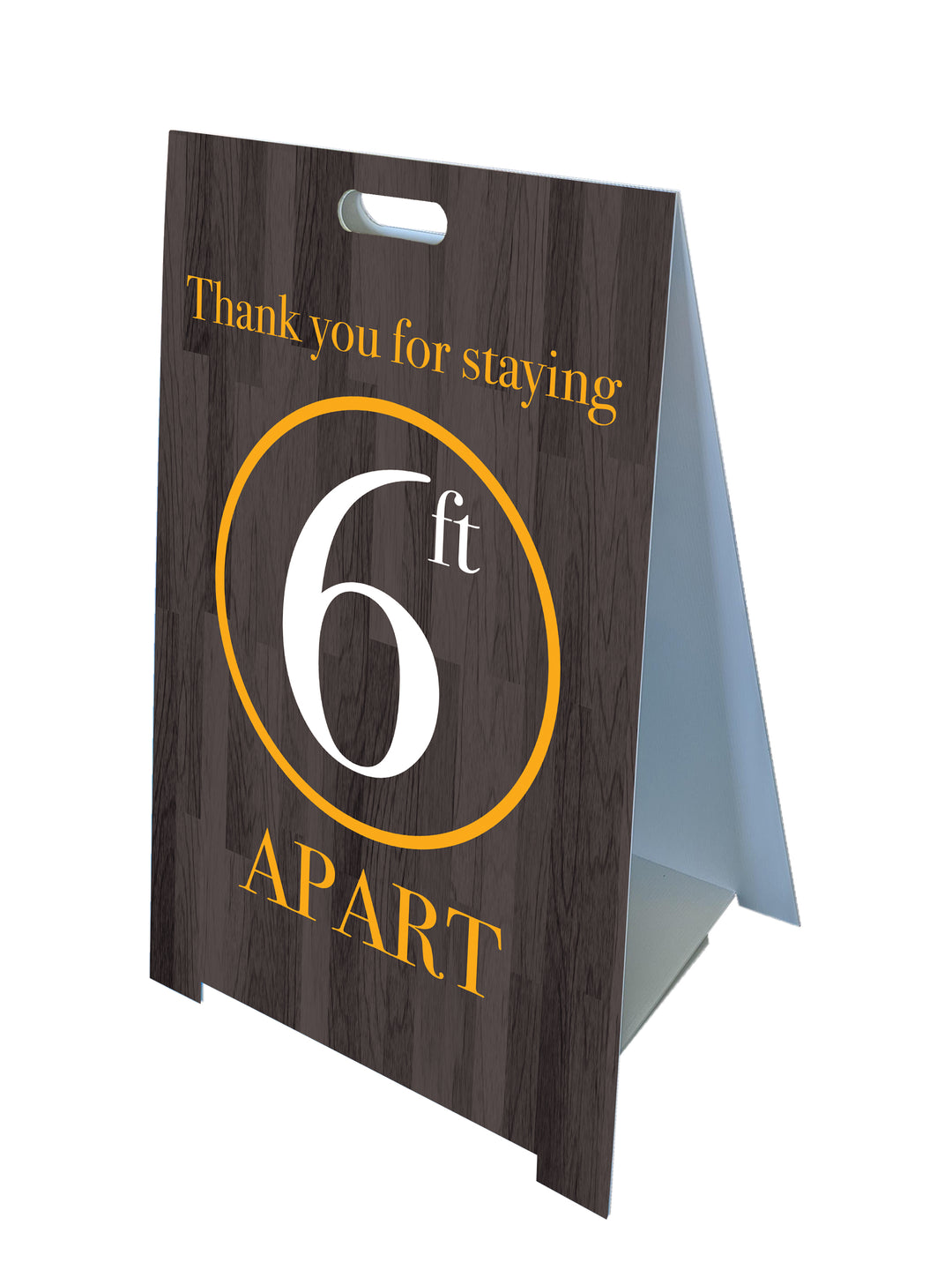 Social Distance Dark Wood Grain Fold-A-Frame™ Sign