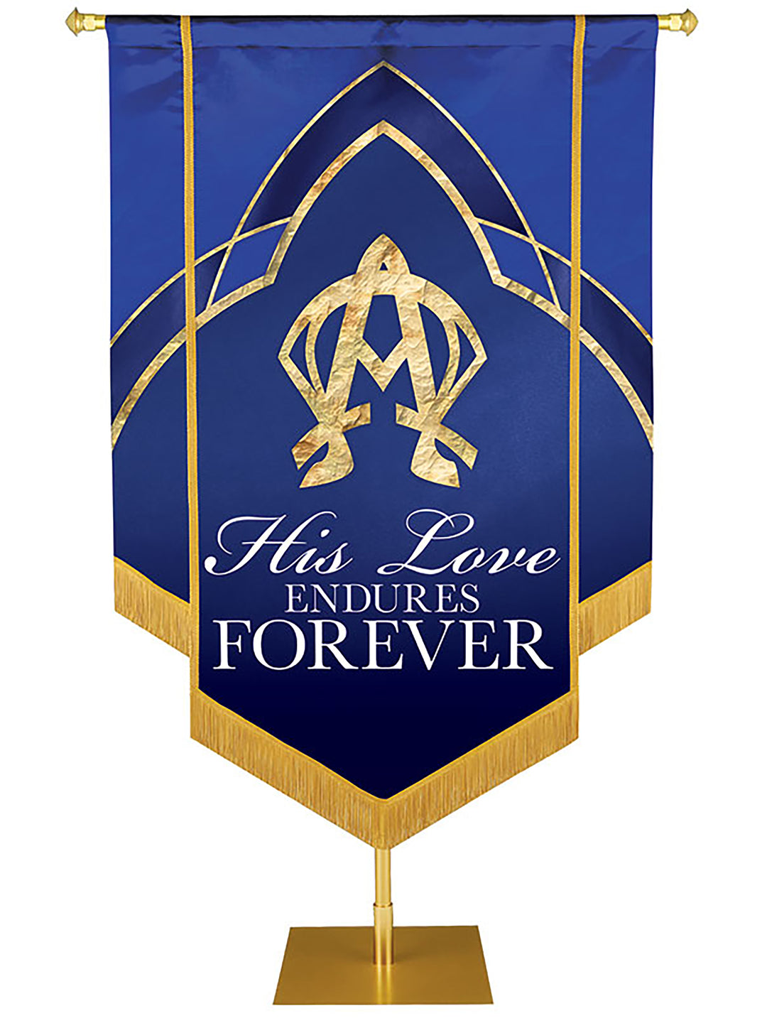 Eternal Emblems of Faith His Love Endures Forever Embellished Banner - Handcrafted Banners - PraiseBanners