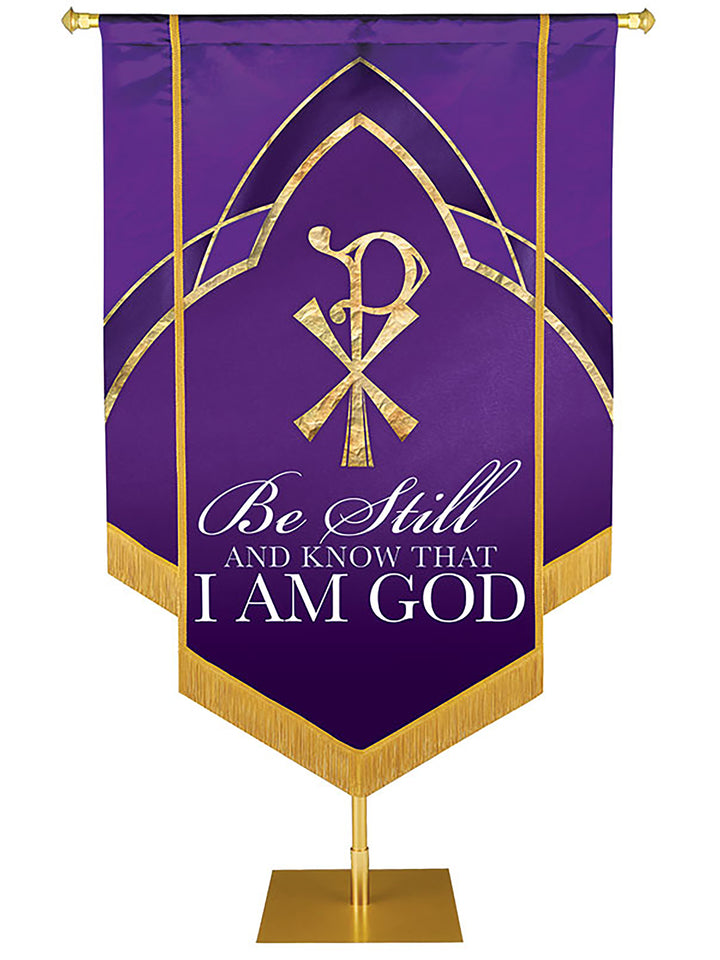 Eternal Emblems of Faith Be Still And Know Embellished Banner - Handcrafted Banners - PraiseBanners