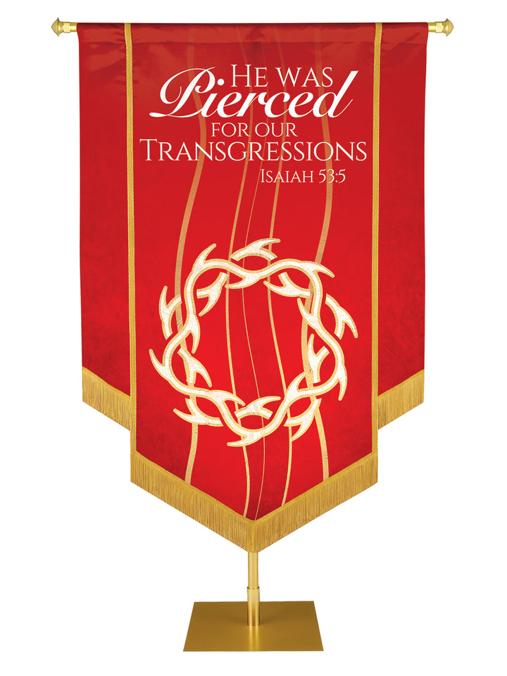 Experiencing God Crown of Thorns, He Was Pierced Embellished Banner - Handcrafted Banners - PraiseBanners