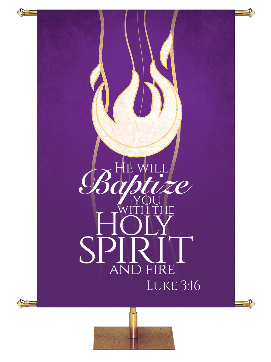 Experiencing God Symbols and Phrases Flame, He Will Baptize You - Liturgical Banners - PraiseBanners