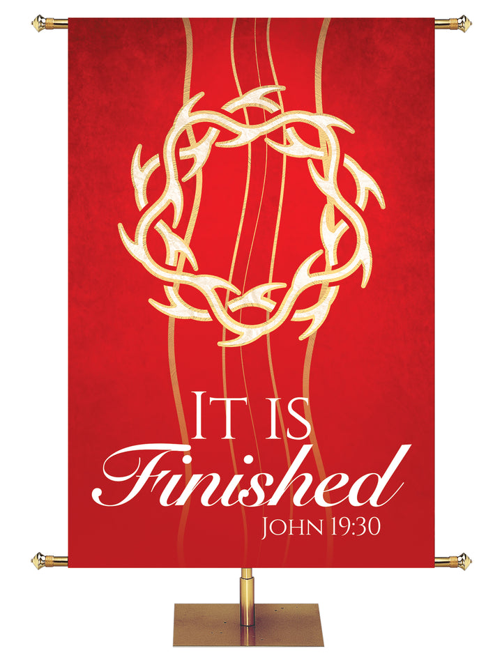 Experiencing God Symbols and Phrases Crown of Thorns, It Is Finished - Liturgical Banners - PraiseBanners