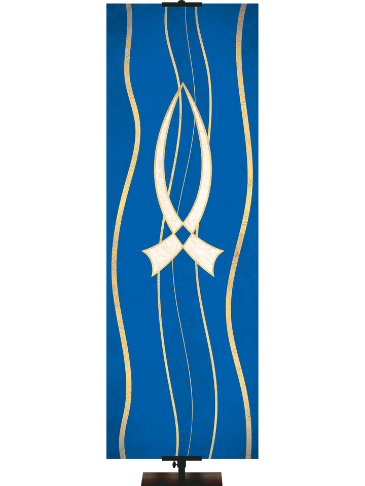 Custom Banner Experiencing God Symbols Fish - Custom Liturgical Banners - PraiseBanners